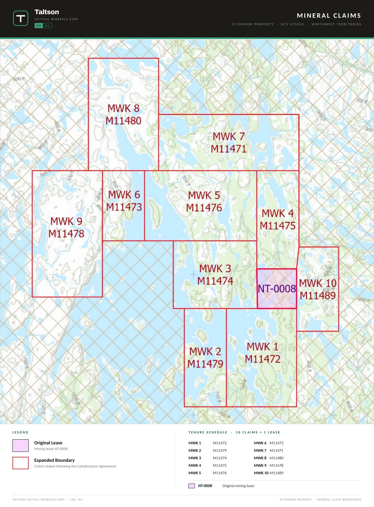 O'Connor mineral claims map