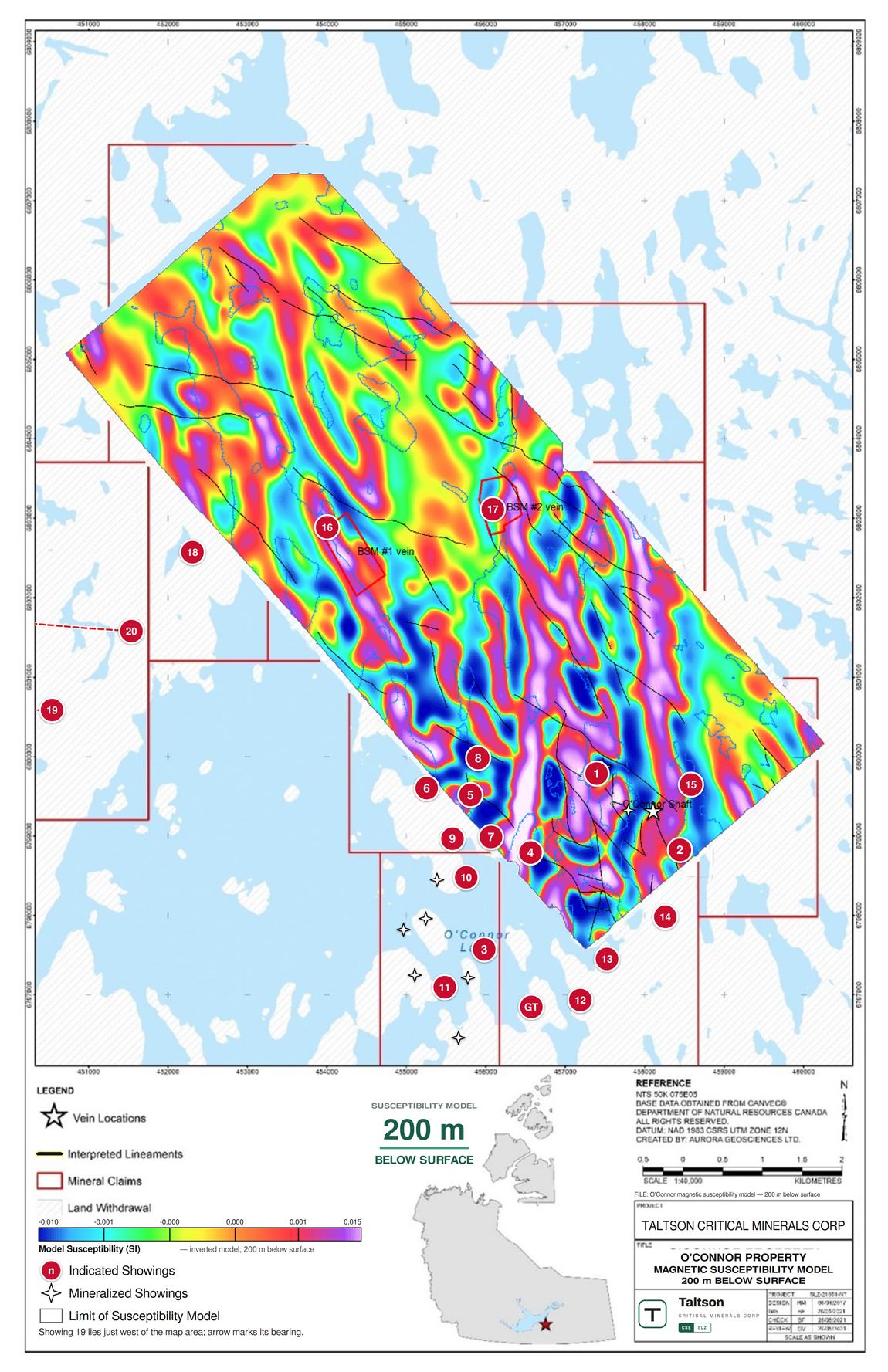 Susceptibility 200 m below surface